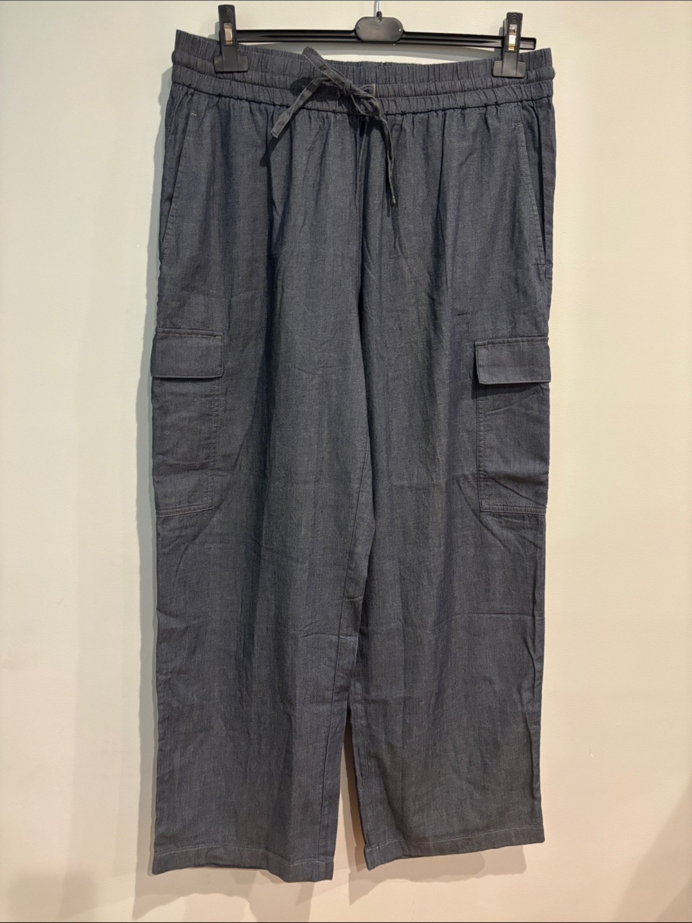 NWT Eileen Fisher Organic Cotton Twill Cargo Pants Denim L